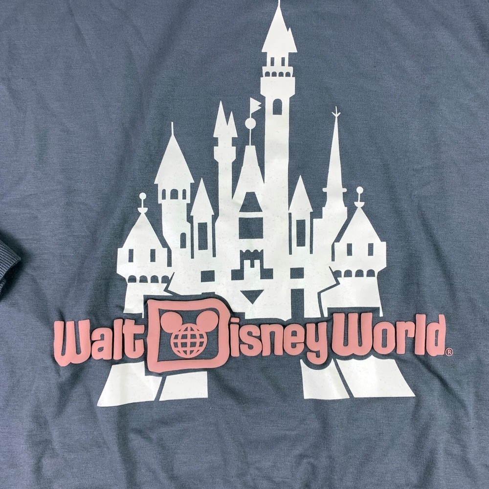 Disney Parks WDW Cinderella Castle Sweatshirt Womens Sz X1 Gray Pink Puff READ